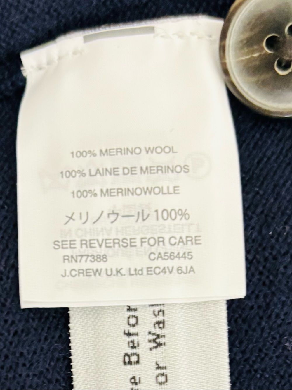 J. Crew Classic 100% Navy Merino wool cardigan slim fit. Large - Picture 4 of 4